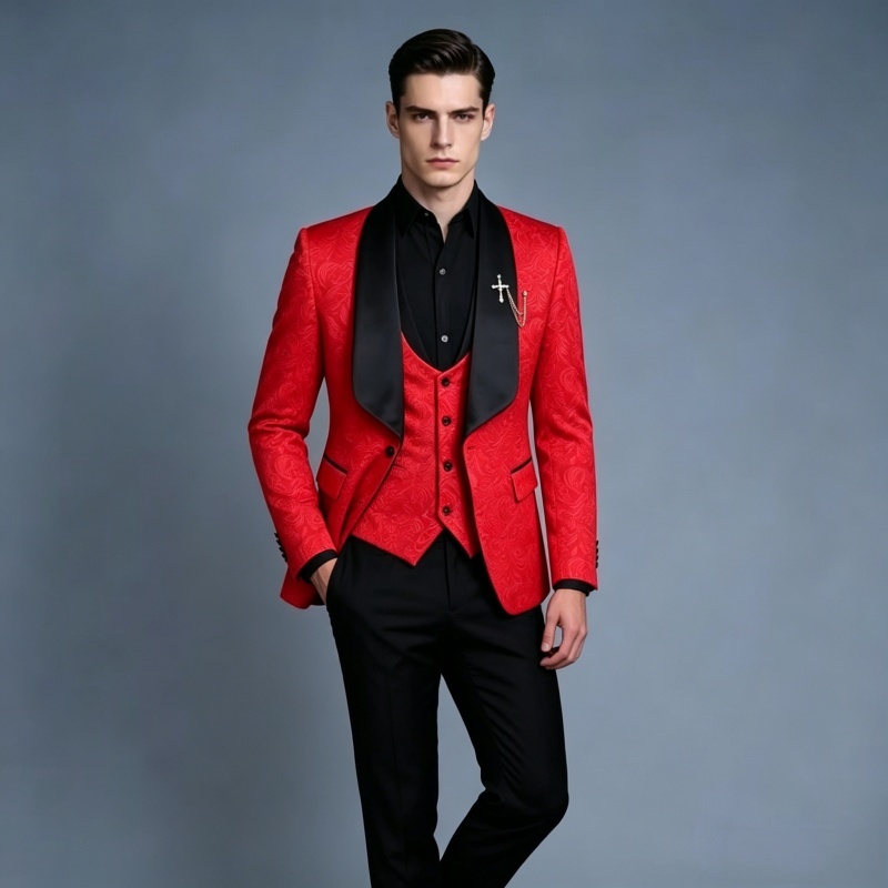 Men Formal Wear Pink - Terno Slim Fit de Três Peças