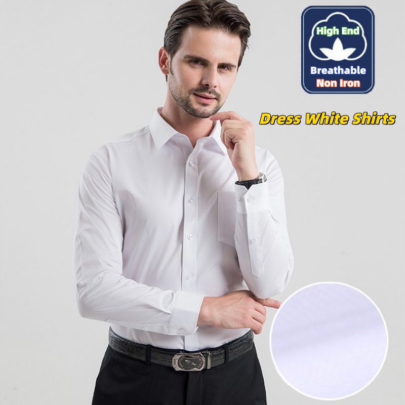 High End Men'S Formal Wear - Camisa Social Masculina Branca de Manga