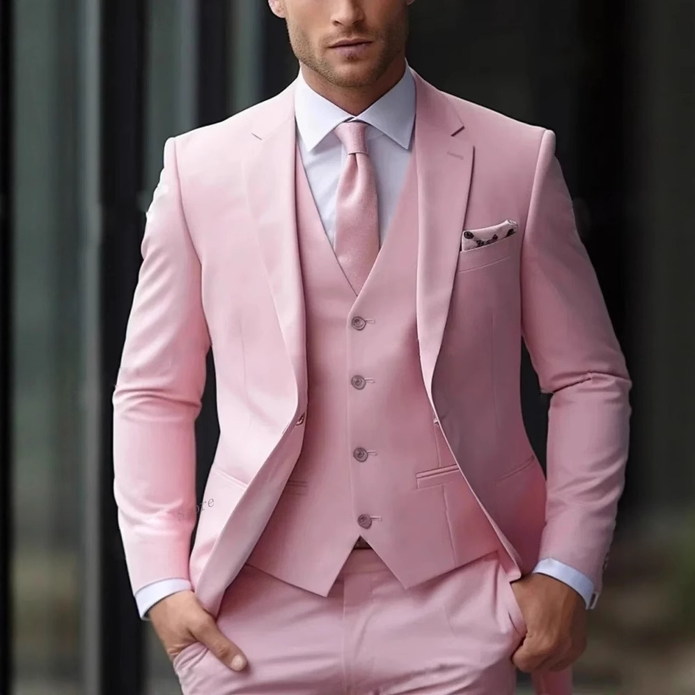 Men Formal Wear Pink - Conjunto de 3 Peças: Ternos Formais