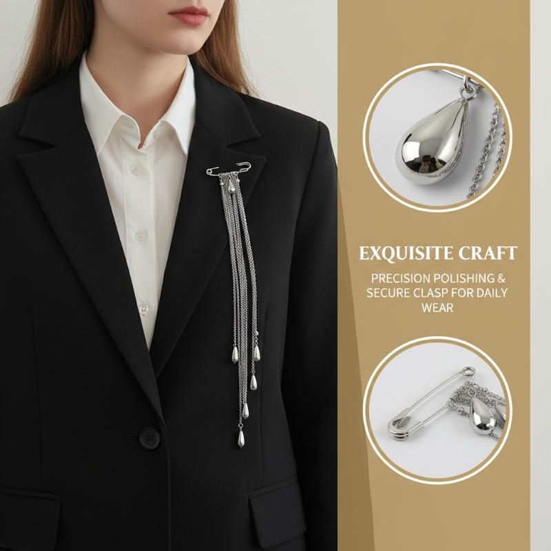 Mens Formal Look - Broche Elegante em Forma de Gota