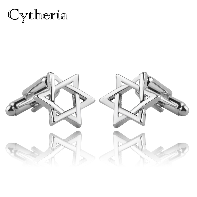 Dress Shirt French Cuff - Abotoaduras estrela hexagonal masculinas, botões de