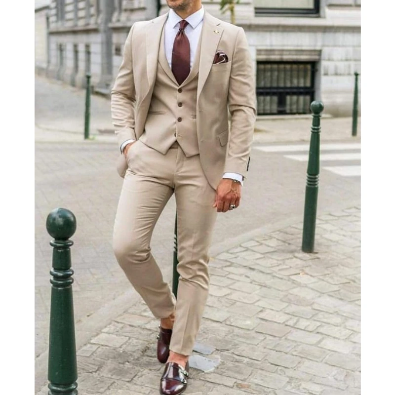Men Formal Wear For Dinner - Ternos Masculinos Slim Fit com Lapela
