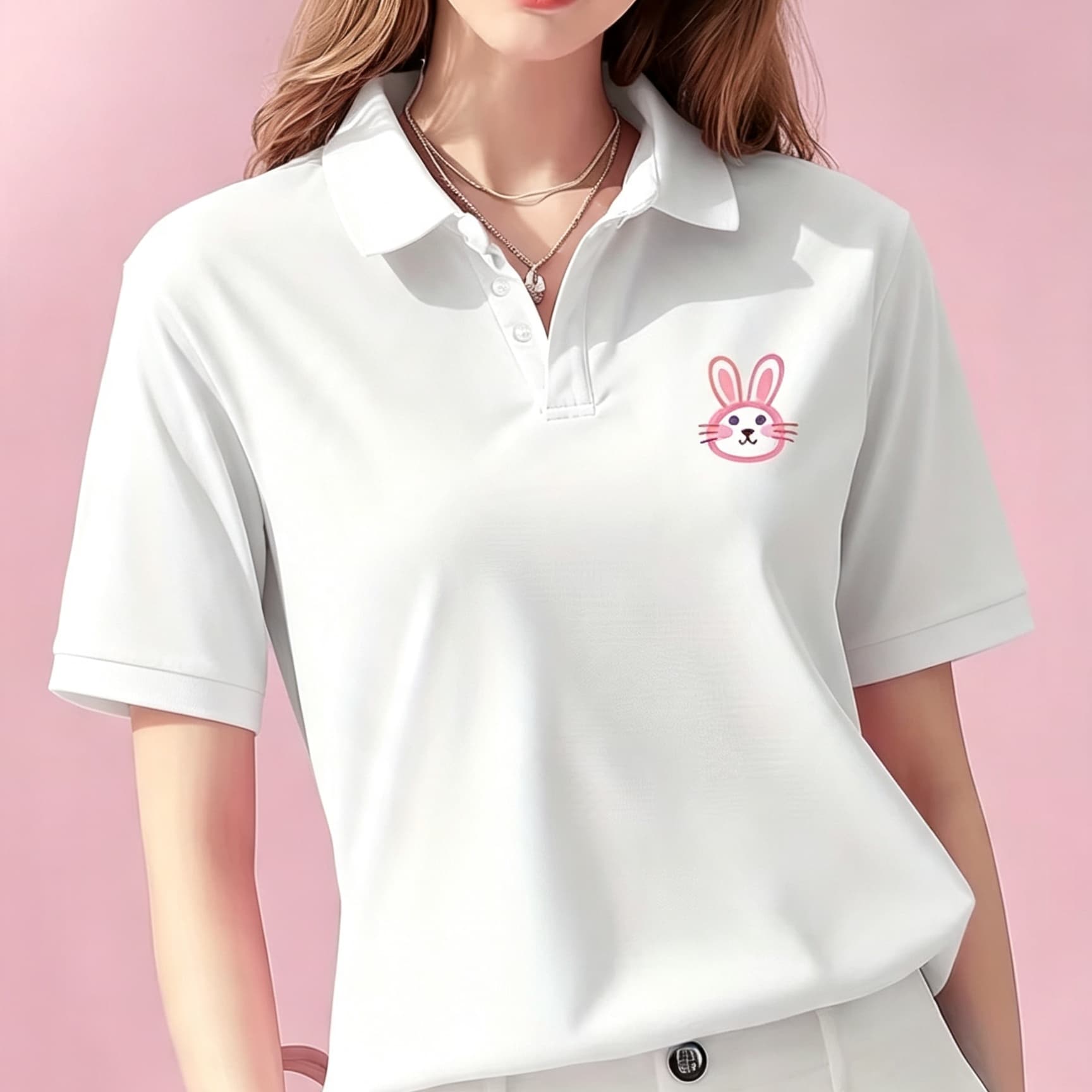 Men Formal Wear Pink - Camisa Polo Unissex Preta com Gola