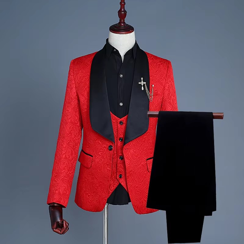 Terno Slim Fit de Três Peças e - Men Formal Wear Pink avaliação e preço