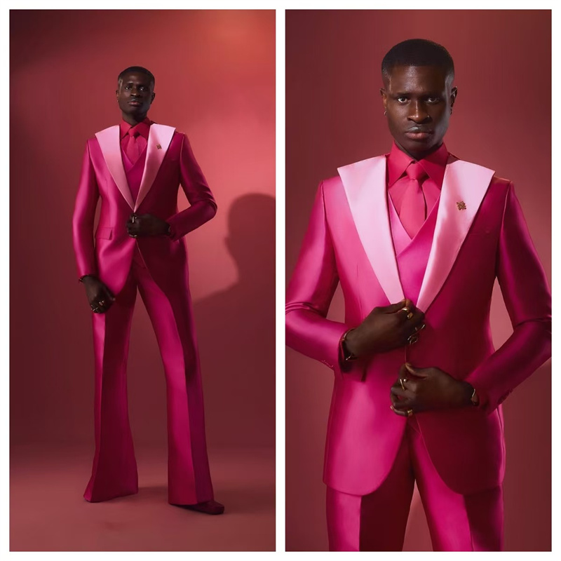 Rosa vermelho masculino terno  - Men Formal Wear Pink avaliação e preço