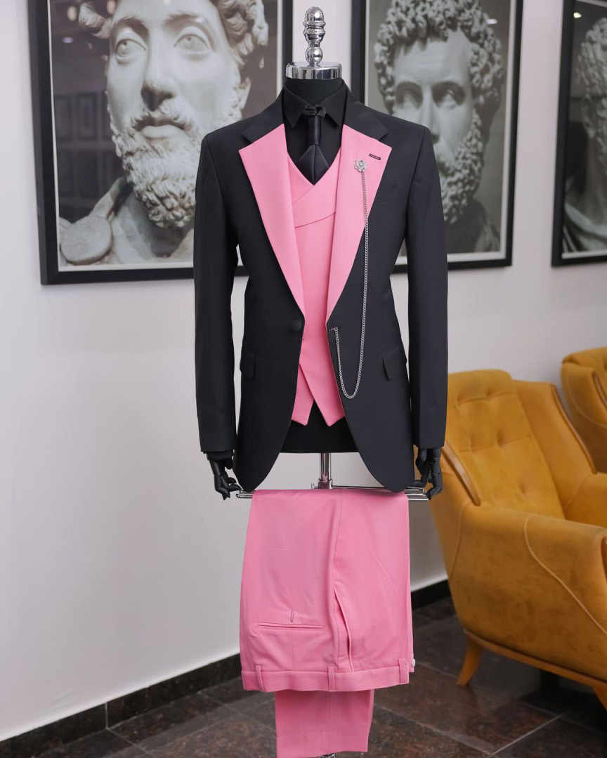 Terno Masculino de Luxo Preto  - Men Formal Wear Pink avaliação e preço