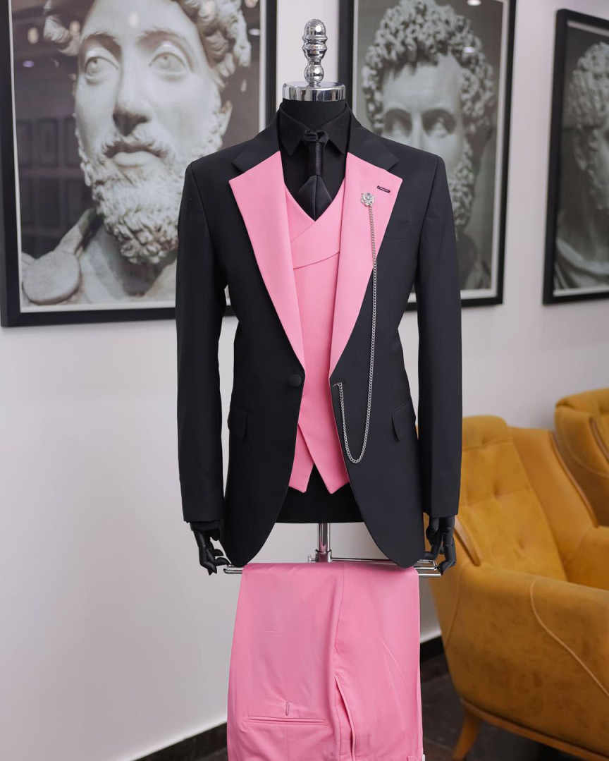 Terno Masculino de Luxo Preto  - Men Formal Wear Pink avaliação e preço