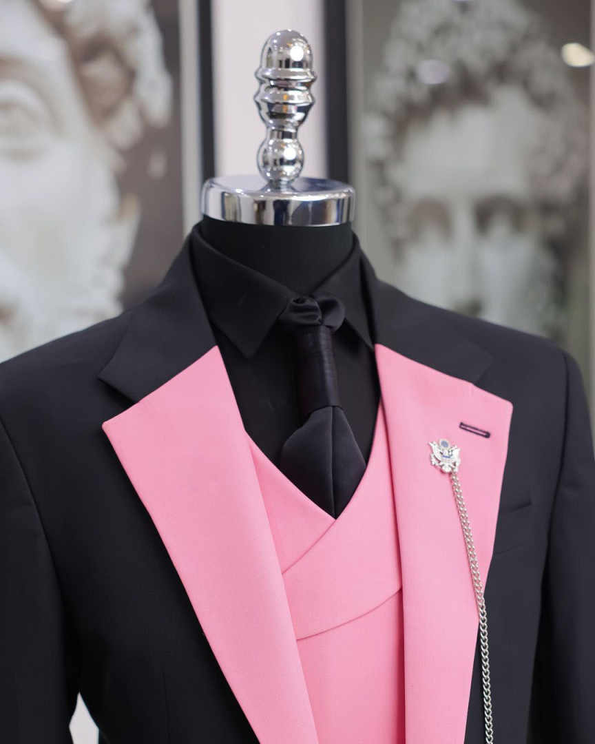 Terno Masculino de Luxo Preto  - Men Formal Wear Pink avaliação e preço
