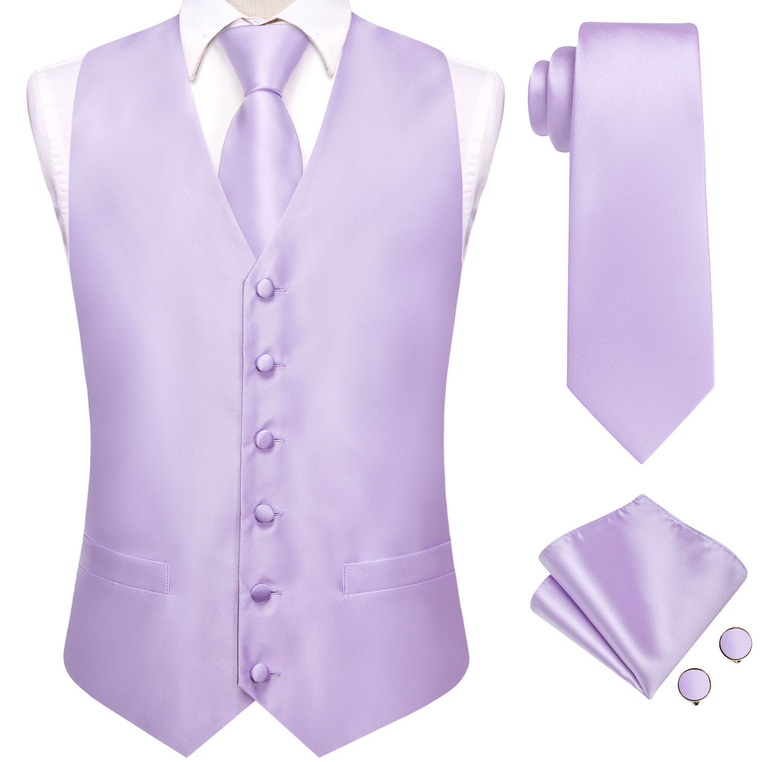 Colete Masculino Hi-Tie Sólido - Men Formal Wear Vest avaliação e preço
