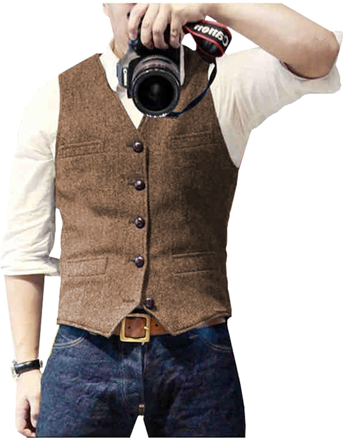 Colete Masculino de Lã Tweed E - Men Formal Wear Vest avaliação e preço