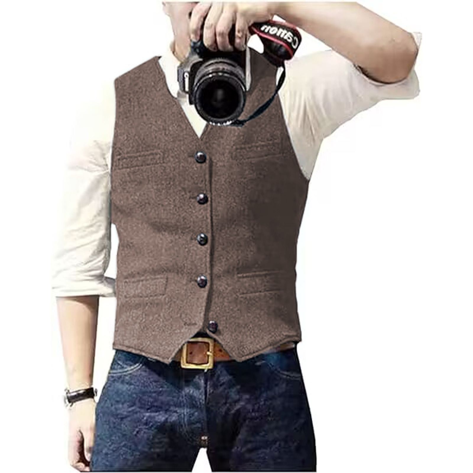 Colete Masculino de Lã Tweed E - Men Formal Wear Vest avaliação e preço