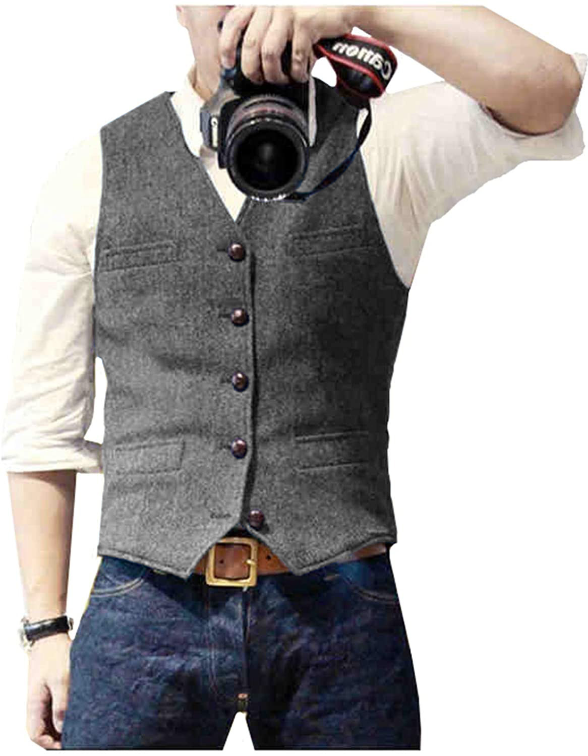Colete Masculino de Lã Tweed E - Men Formal Wear Vest avaliação e preço