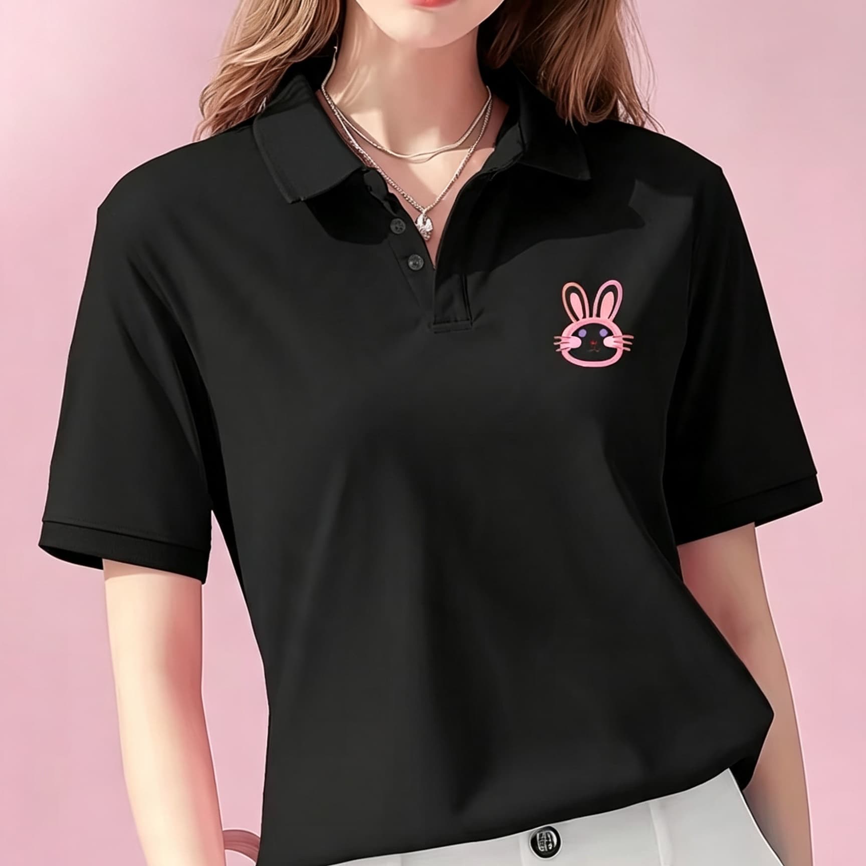 Camisa Polo Unissex Preta com  - Men Formal Wear Pink avaliação e preço